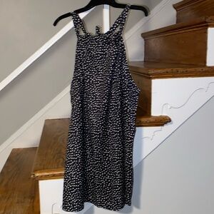 SHEILAY Black & white polka dot halter midi with tie back size XL